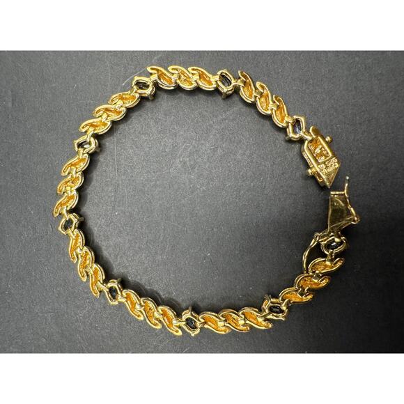 Ross Simons Sterling Silver 925 Gold Tone Sapphire & Diamond Tennis Bracelet 7" - Picture 7 of 10